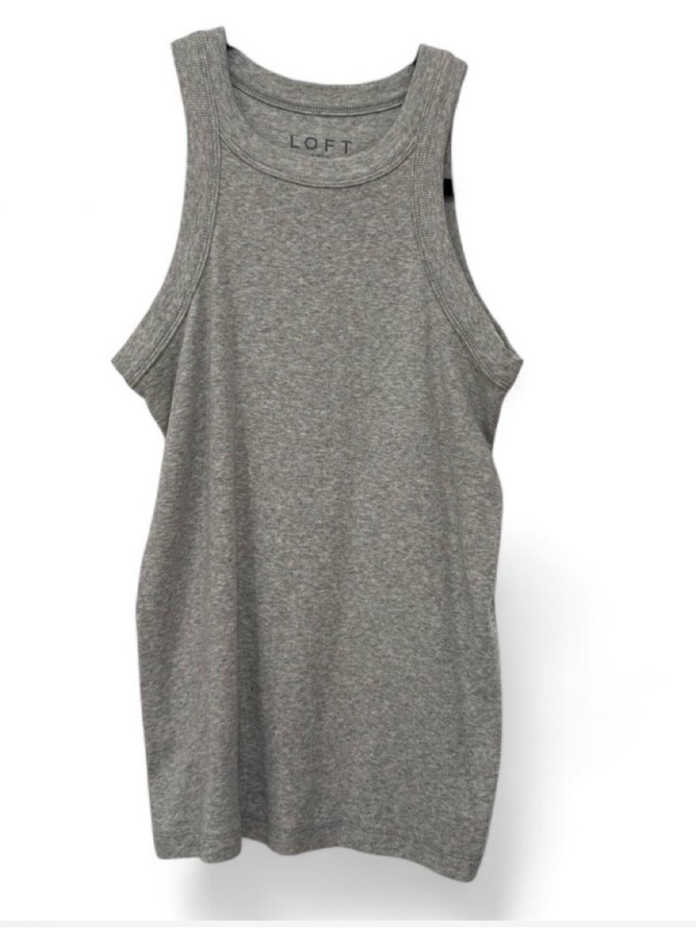 LOFT Heather Gray Ribbed Tank Top